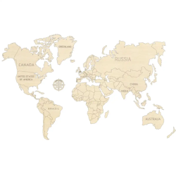 DREWNIANA MAPA ŚWIATA NA...