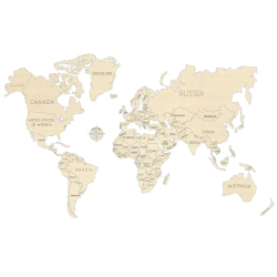 DREWNIANA MAPA ŚWIATA NA...