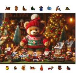 DREWNIANE PUZZLE XMAS TEDDY...